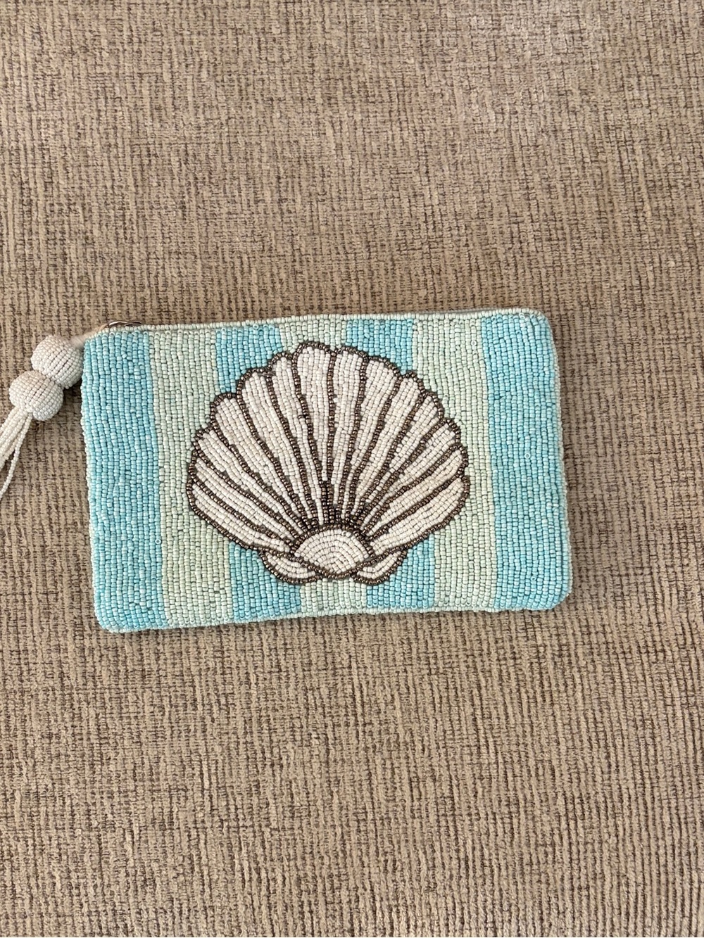Beaded Shell Clutch with Tassel